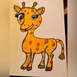 Cute Giraffe Art Print 8x10 panel canvas